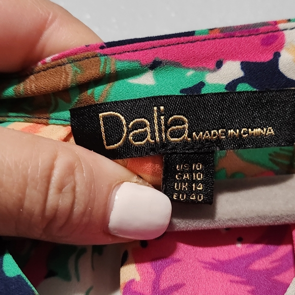 DALIA Dress Size 10 Floral Feminine Long Sleeve Midi Romantic Tropical Vacation - Picture 4 of 13